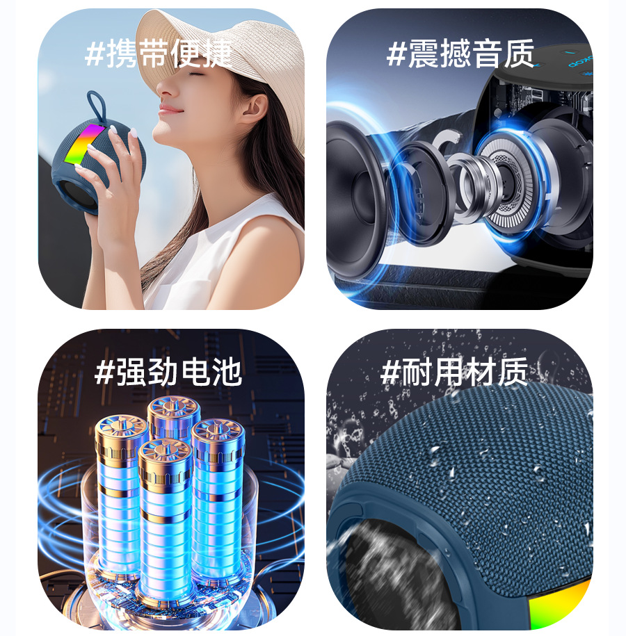 591 Bluetooth Speaker, RGB ambient Light, Mini Speaker, card-inserting portable Cross-border Bestseller, hand-held subwoofer pic 7