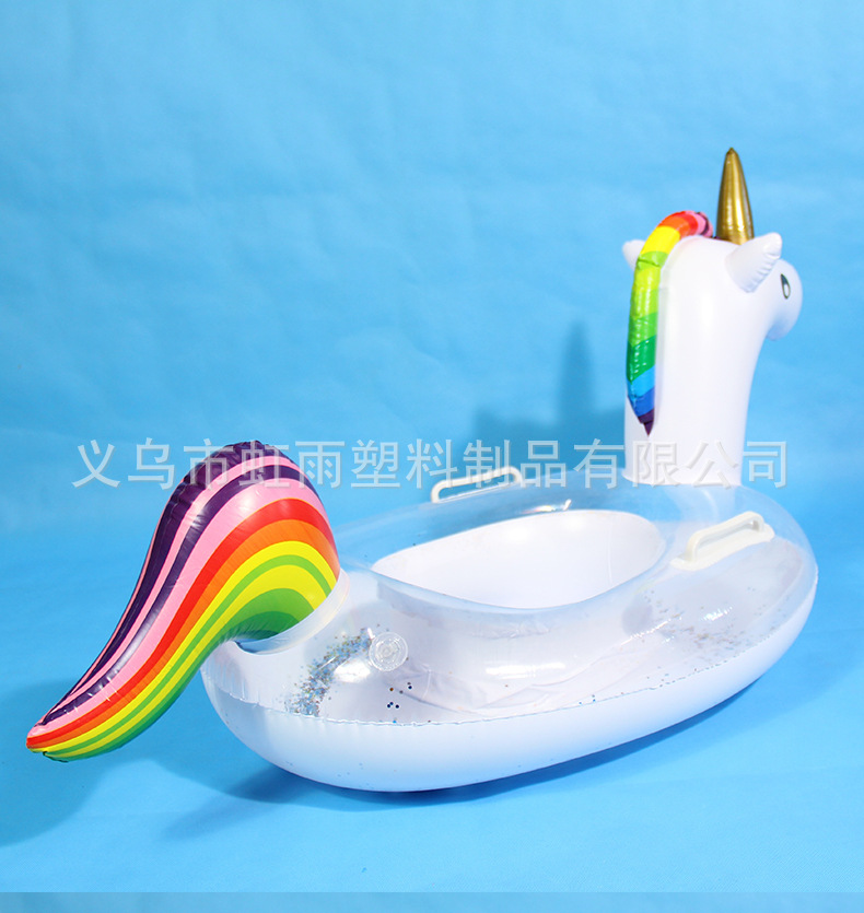 亮片独角兽艇充气儿童玩具座圈带翅膀防侧翻游泳圈婴儿坐圈批发详情5