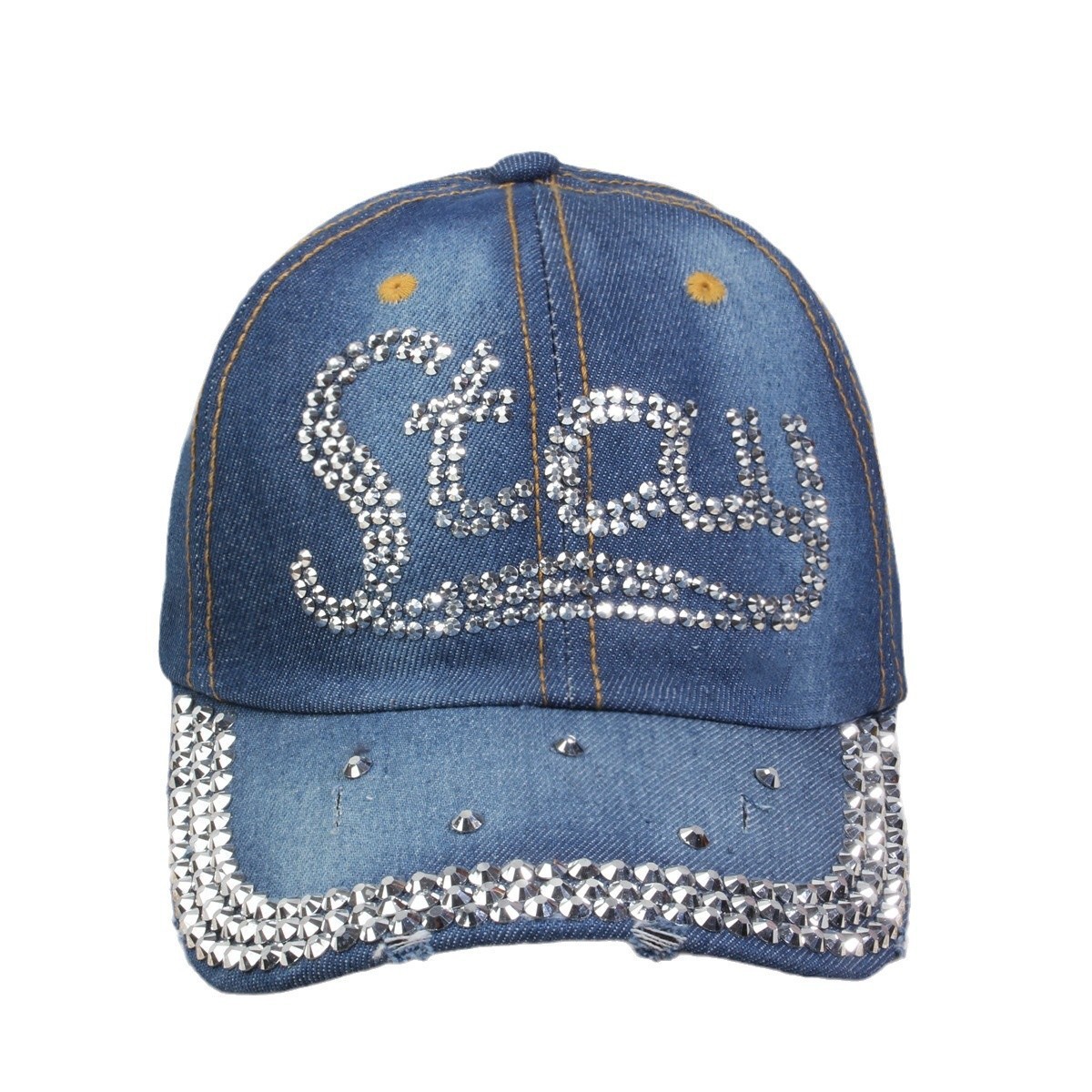 牛仔镶钻棒球帽弯檐男帽女帽百搭款遮阳鸭舌帽夏季休闲百搭帽子详情22
