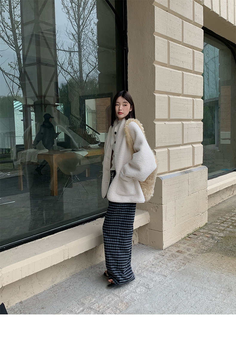 趋梦DT ETOLIE韩版立领仿羊羔毛外套女十三行新款皮毛一体皮草女详情12