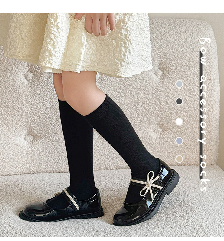 新款秋冬女童小腿袜无骨中筒袜精梳棉春秋儿童袜子长筒袜韩版纯色详情15