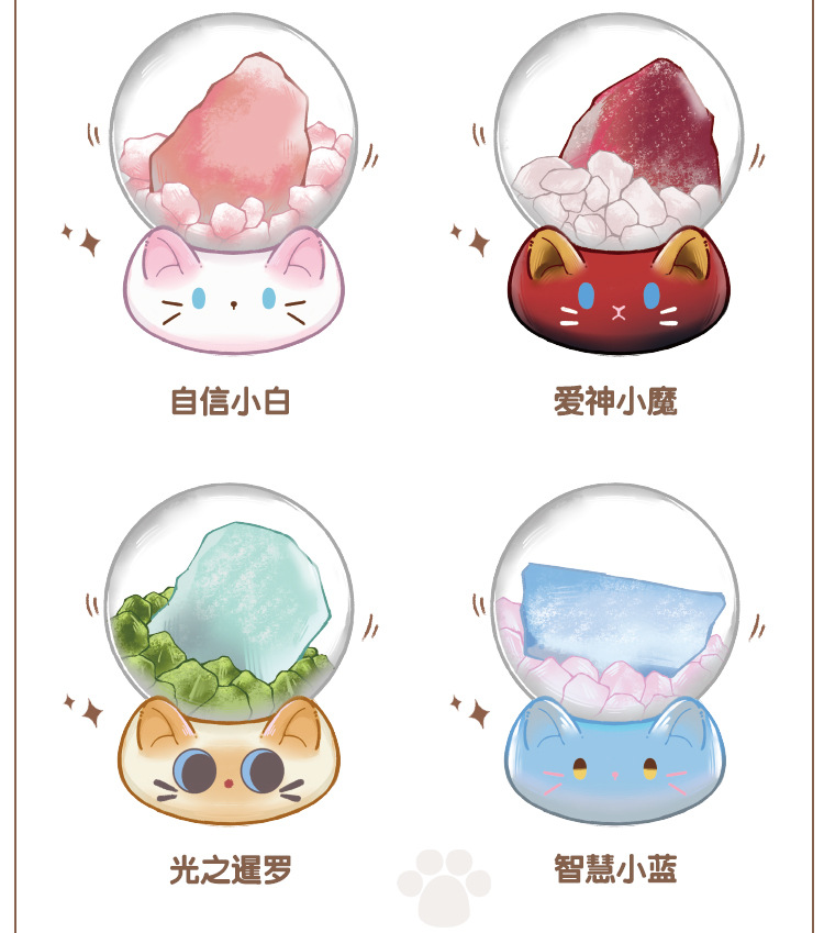 Cute cartoon cat Jingjing Crystal Blind box, creative crystal ball design, desktop decoration gift, gift decoration blind box pic 3