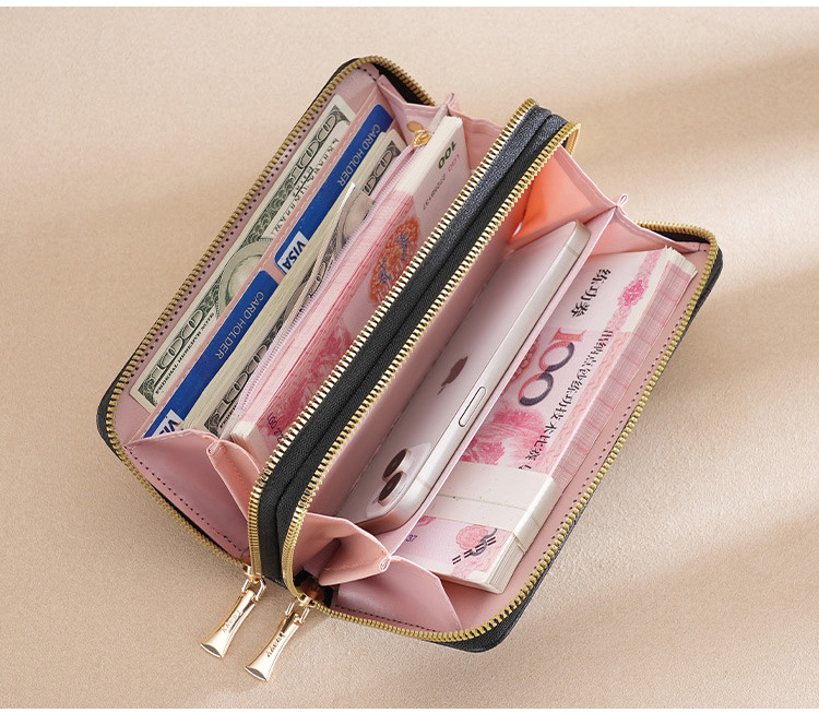 钱包女生长款双拉链wallet手机包女士钱夹大容量手拿包零钱包批发详情8