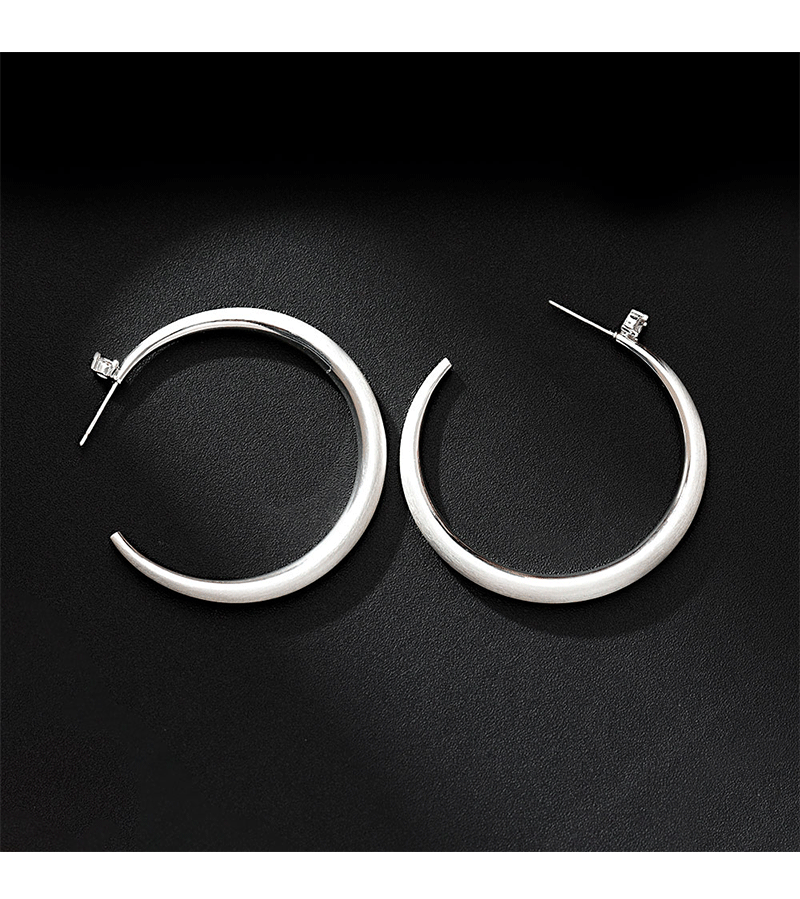Hyacinth large brushed silver pigment ring earrings, a new bestseller in 2025, exude a sense of high-end, light luxury, grand and unique beauty pic 5