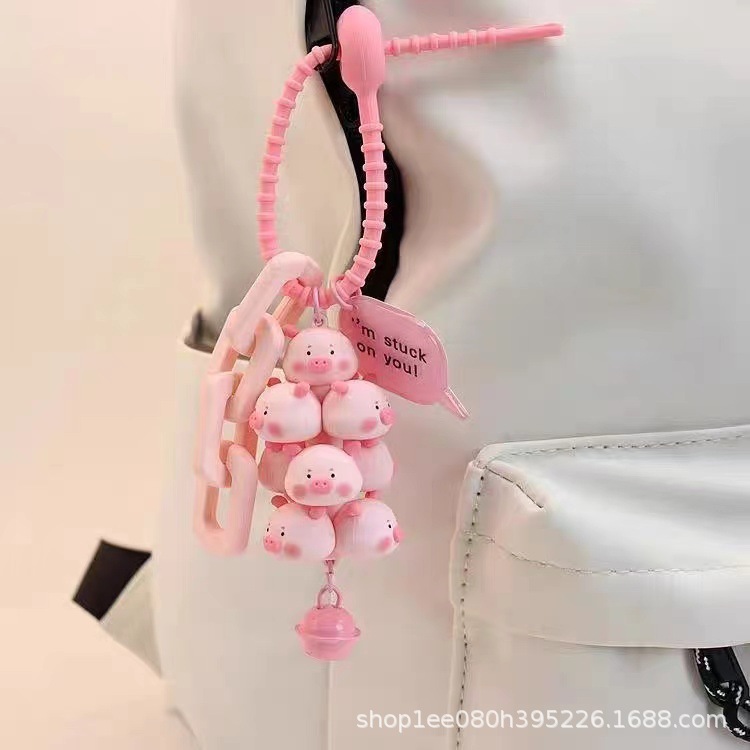 猪猪塔挂件小猪叠叠乐通天猪猪塔熊猫钥匙扣包包挂饰卡通动物挂件详情2