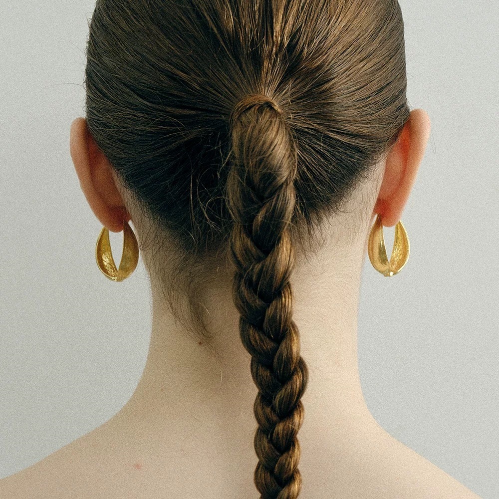 侯佩岑同款金银双色果荚双面叶片耳环优雅气质高级感小众时尚耳饰详情1