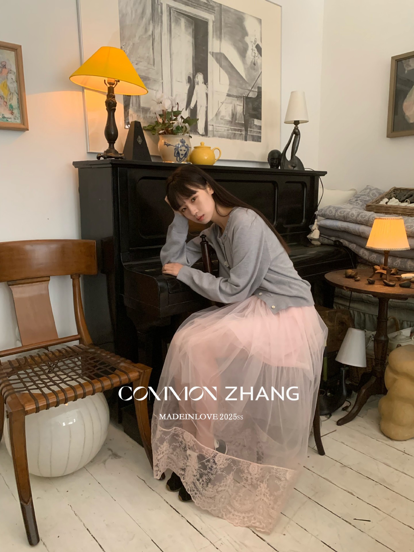 CZ ZHANG韩版网纱蕾丝拼接层次感微透高腰显瘦a字半身裙女B12103详情12