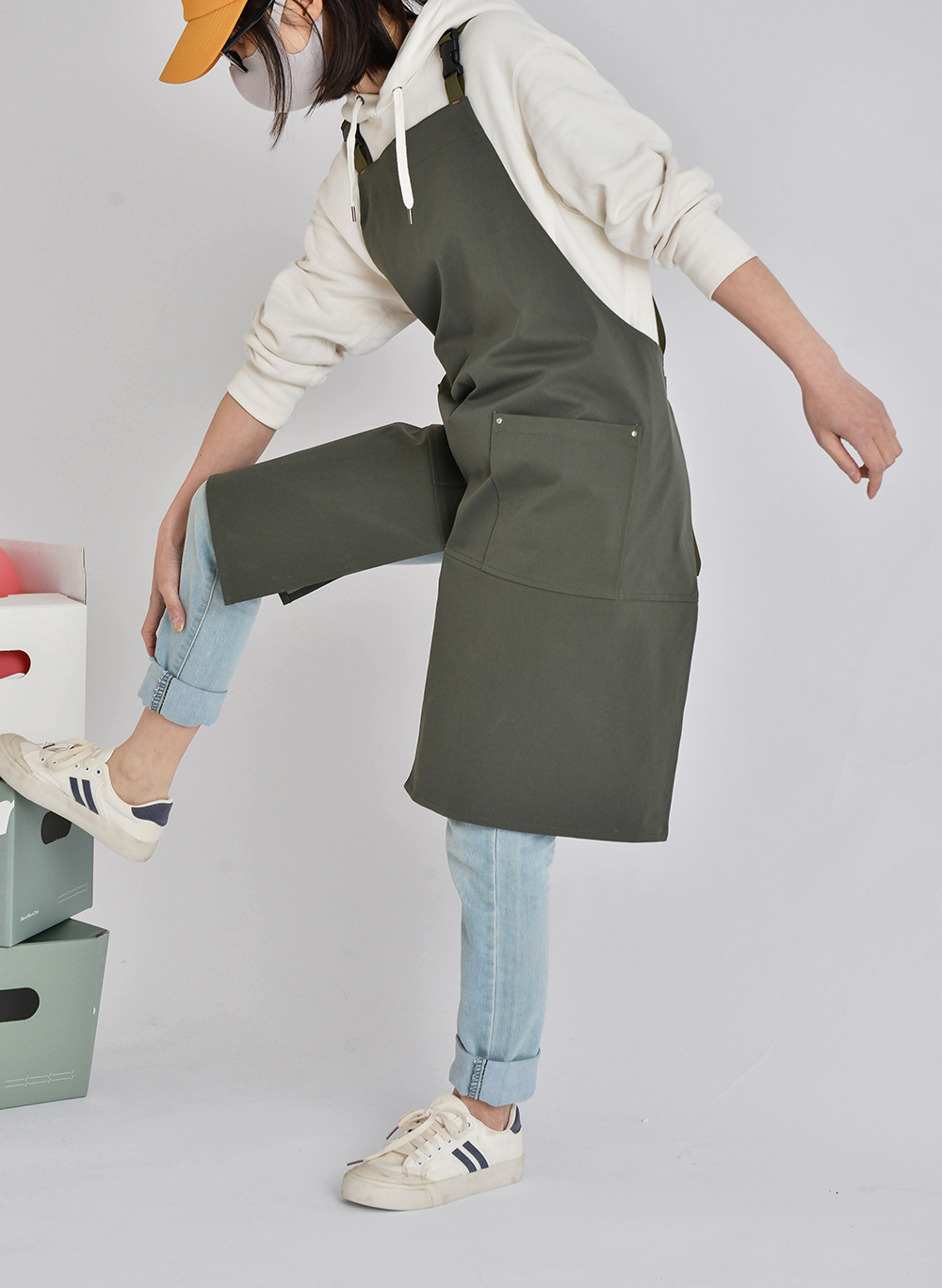 外贸工厂韩日防水式咖啡餐厅帆布围裙罩衣工作服围兜纯棉厨房制服详情26