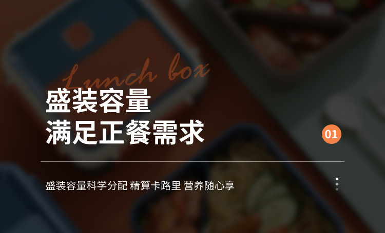 跨境密封北欧色便当盒 学生分格饭盒上班族大容量便携勺叉餐盒详情3