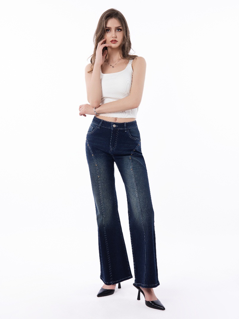 Cross-border 2025 nuevo comercio exterior europa y Estados Unidos ropa de mujer retro holgada micro trompe jeans mujeres casual versátil mop pants pic 5