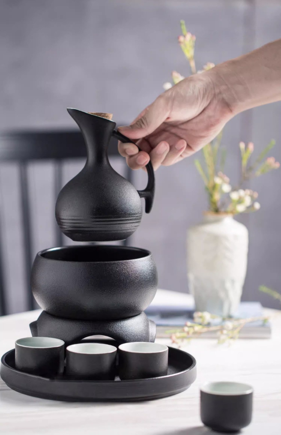 陶瓷温酒器花雕酒黄酒温酒壶中式烫酒壶家用热酒器煮酒壶酒具套装详情23