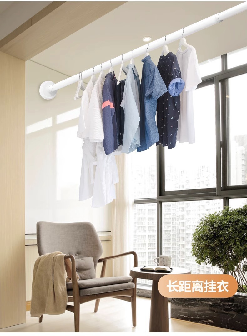 免打孔加粗加厚不锈钢伸缩杆窗帘杆阳台晾衣杆浴帘杆撑杆子挂衣杆详情15