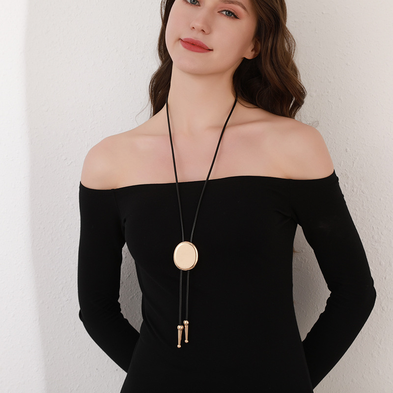 跨境新款亚马逊复古长款毛衣链几何吊坠金属项链高级简约欧美批发详情4