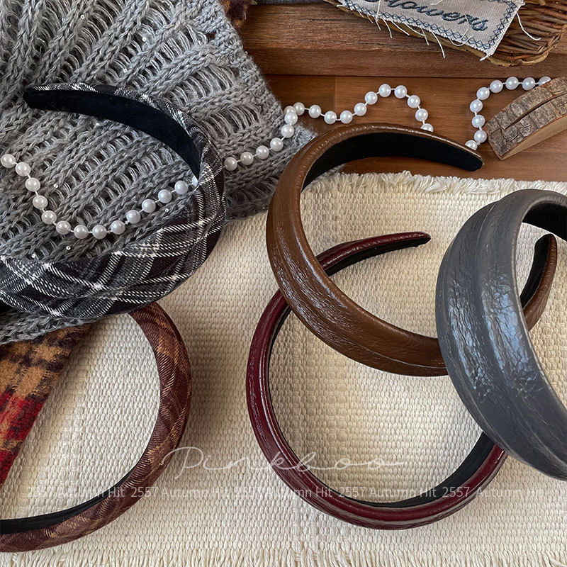 New Korean-style simple and elegant leopard print wide band headband, retro high head top check pattern for girls, autumn atmosphere hair accessory, wide band fashion for autumn and winter, leopard print check pattern multi-color series, retro and personalized headwear for girls pic 3
