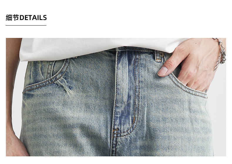 亦止男装阔腿牛仔裤男款夏季2025新款复古水洗宽松直筒休闲长裤子详情5