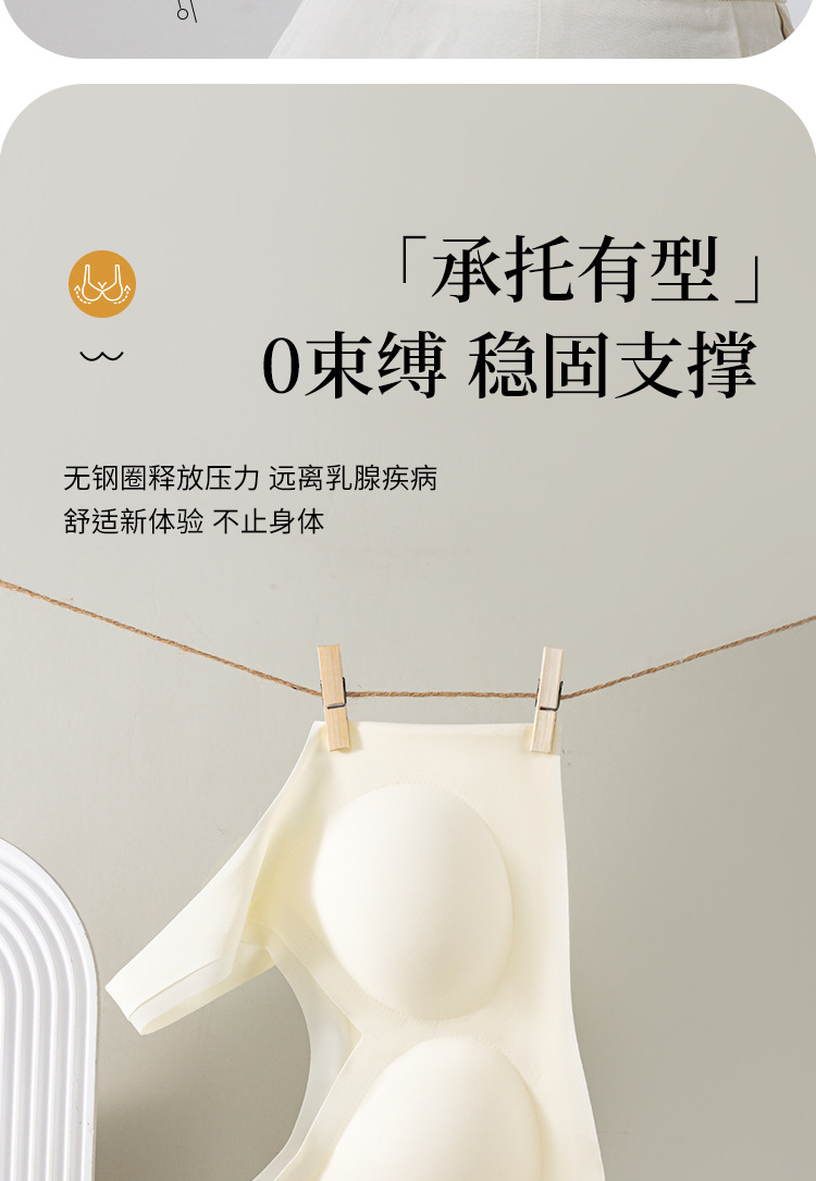 无痕内衣女小胸聚拢夏季薄款运动一体美背心式固定杯无钢圈文胸罩详情13