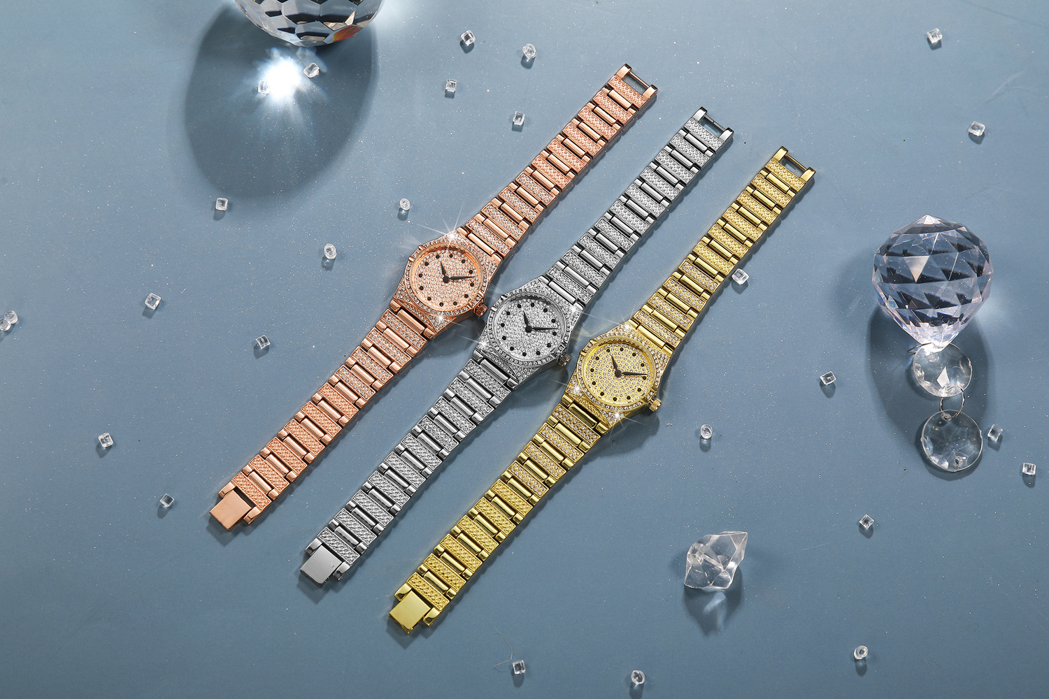 跨境手表满天星女士18K星座金镶钻表小盘防水石英奥地利钻女手表详情5