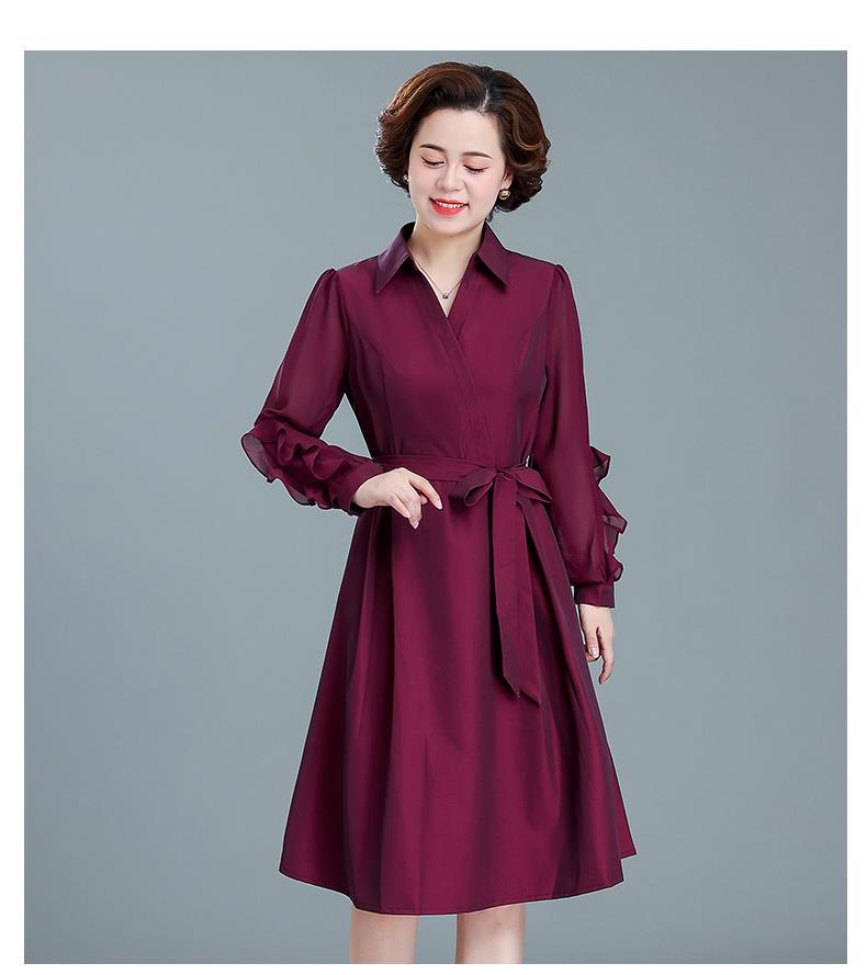 结婚宴礼服喜婆婆妈妈秋装连衣裙中年长裙中老年女春秋季裙子详情14