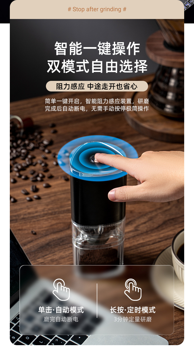 跨境电动咖啡机咖啡豆研磨机磨粉机家用专业定量意式电动磨豆机详情8
