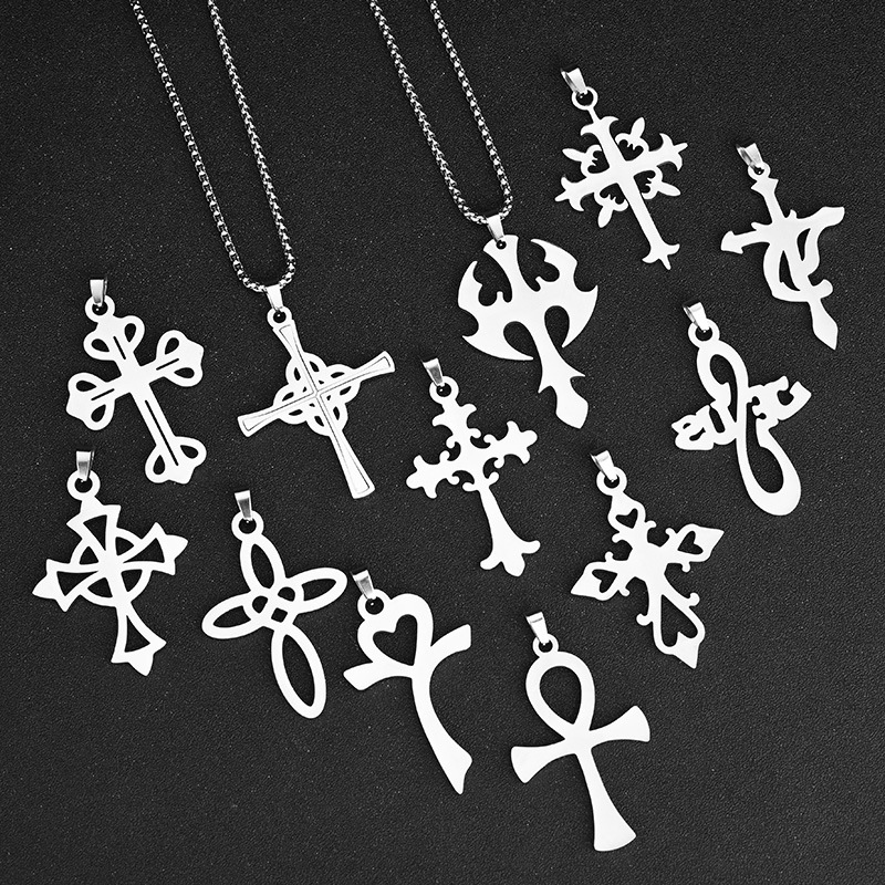 Half-price clearance sale of 36-style cross pendant and stainless steel cross necklace from the source factory for wholesale in stock pic 2