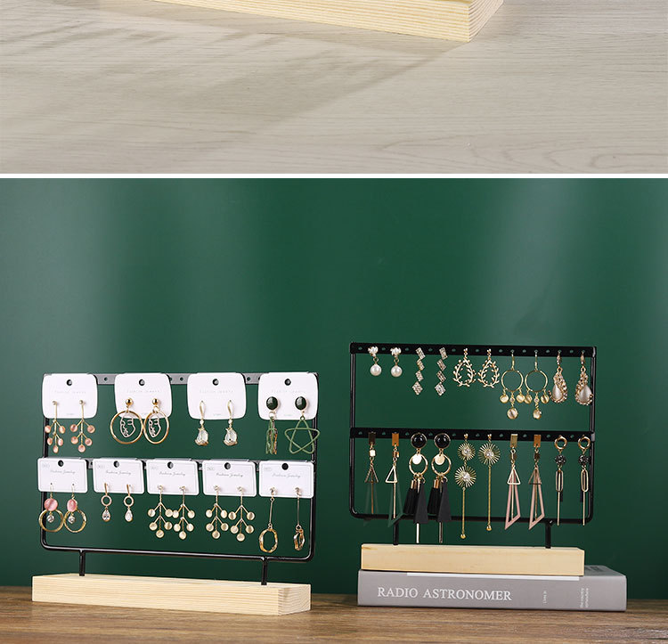 实木铁艺耳环架家用耳饰收纳首饰架挂耳钉卡纸陈列道具饰品展示架详情7