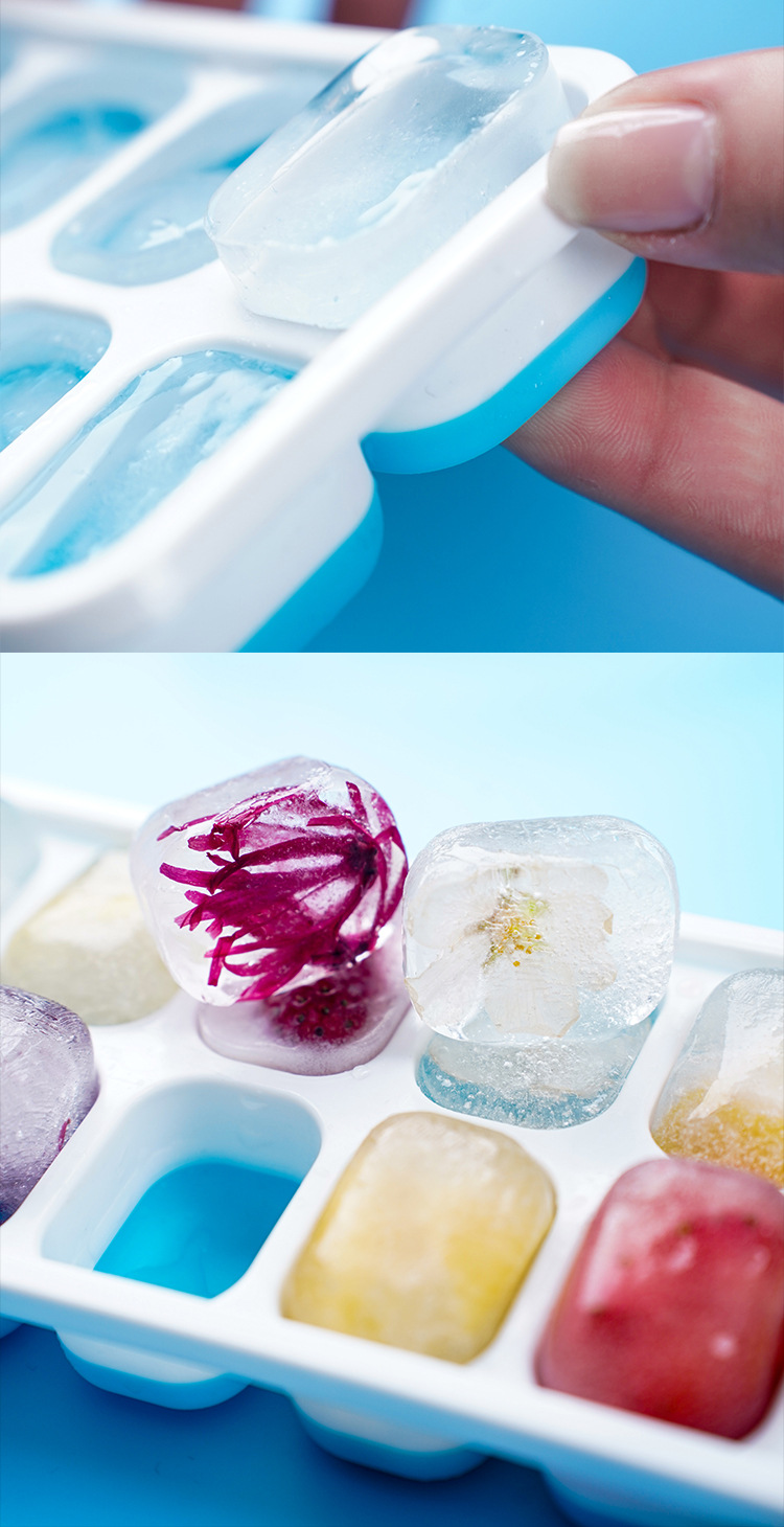 Wholesale 14-compartment ice cubes, square ice cube tray molds with LIDS, silicone soft bottom, easy to demold, homemade ice cube trays pic 10