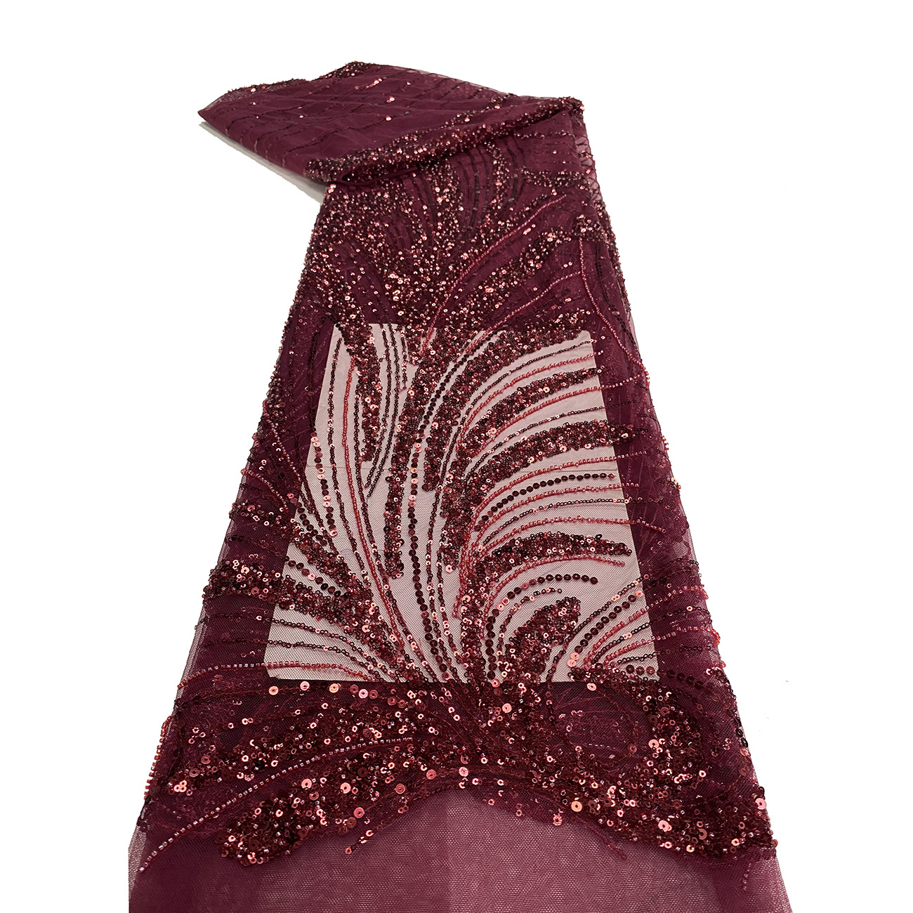 工厂现货珠管珠子亮片网布蕾丝绣花婚纱礼服面料EMBROIDERYLACE详情14