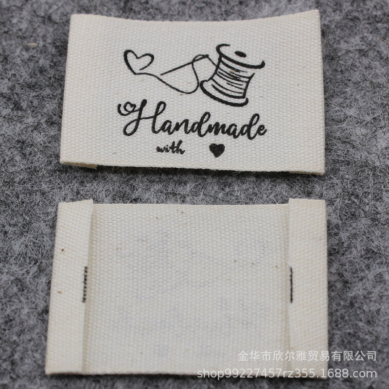 跨境handmade纯棉布标印标商标现货本白棉带手工品领标服装商标详情2