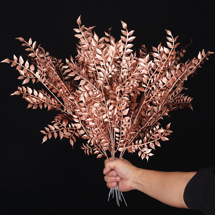 Cross-border exclusive simulation single-fork rose, gold ginkgo, eucalyptus diy flower arrangement, New Year's flowers, photography props, lucky bucket pic 12