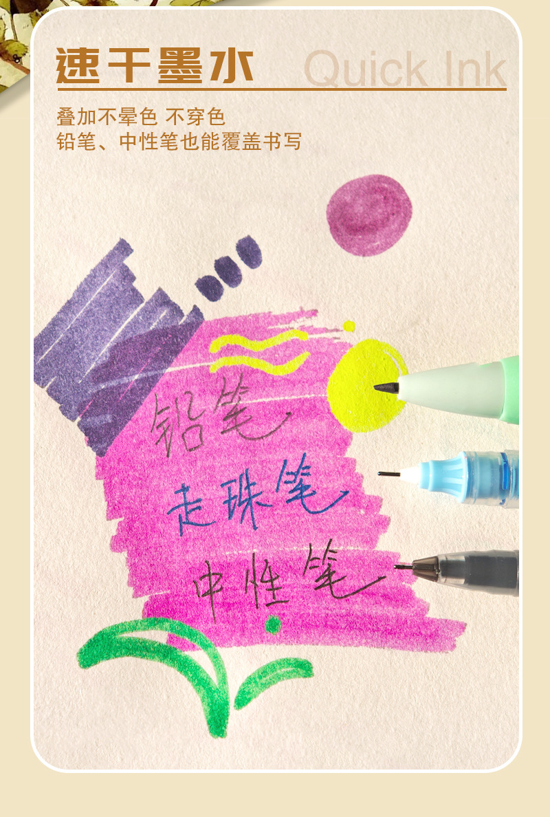 缤雹闪光叠色双头荧光笔学生用划重点做笔记标记笔手帐笔记号笔详情7