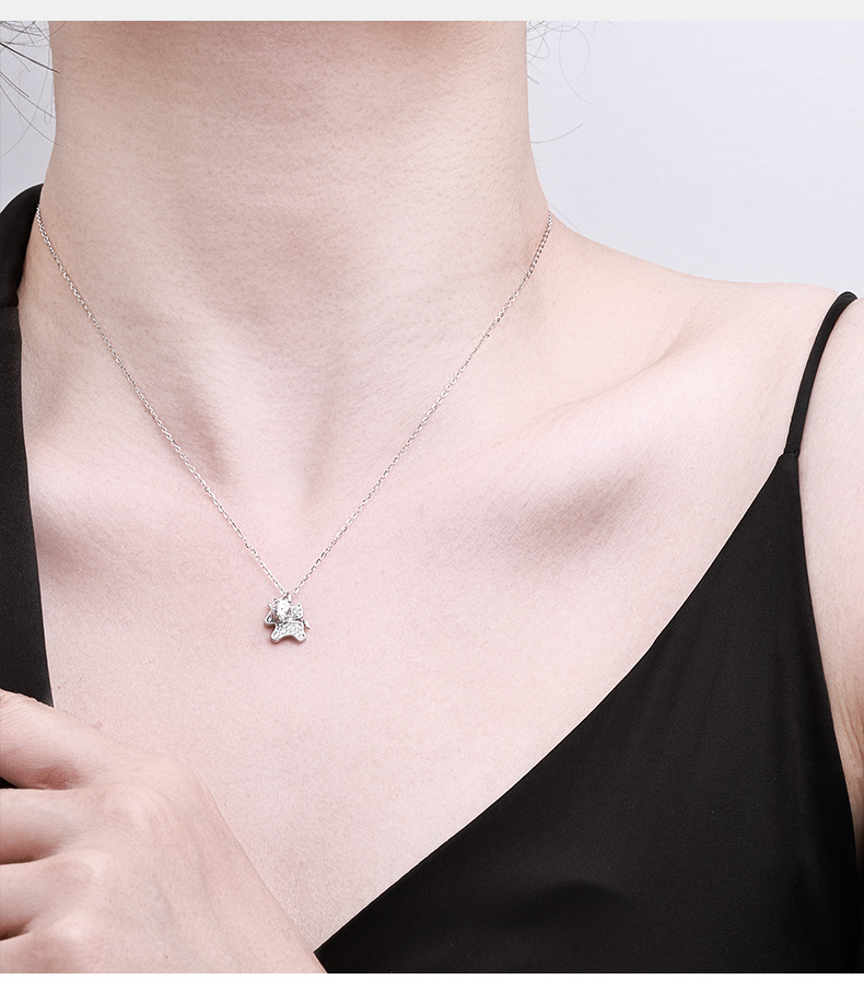 New Mosan Unicorn Necklace for women, Korean version, simple, individual and fashionable, ins influencer wholesale S925 sterling silver collarbone chain pic 3