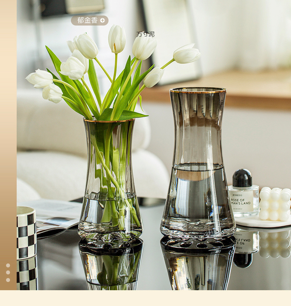 简约轻奢加厚ins风透明玻璃花瓶水养富贵竹鲜花插花客厅摆件批发详情3