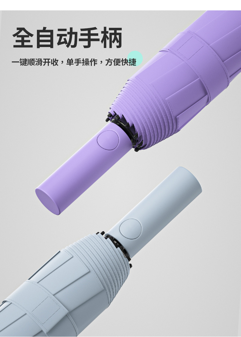 60骨纤维抗风折叠商务全自动晴雨伞 黑胶防晒遮阳防紫外线太阳伞详情14