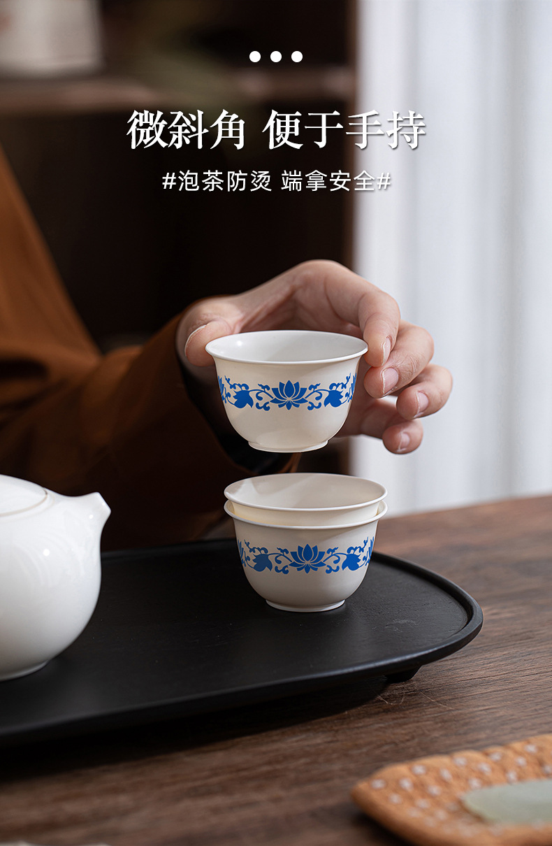 玉米淀粉青花一次性茶杯喝茶加厚家用商用高档防烫功夫茶杯代发详情4