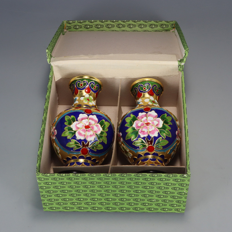 Beijing Jingtai Blue Vase Ornament, craft gift, cloisonne enamel filigree silver blue Flower blooming, auspicious Zhou Ware Lei Vase pic 6