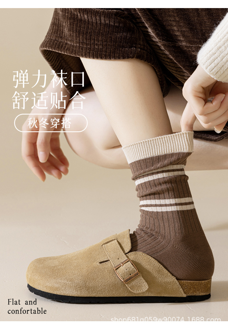 纯棉女中筒堆堆袜春秋运动休闲长款吸汗无骨薄款全棉春夏款舒适透气详情15