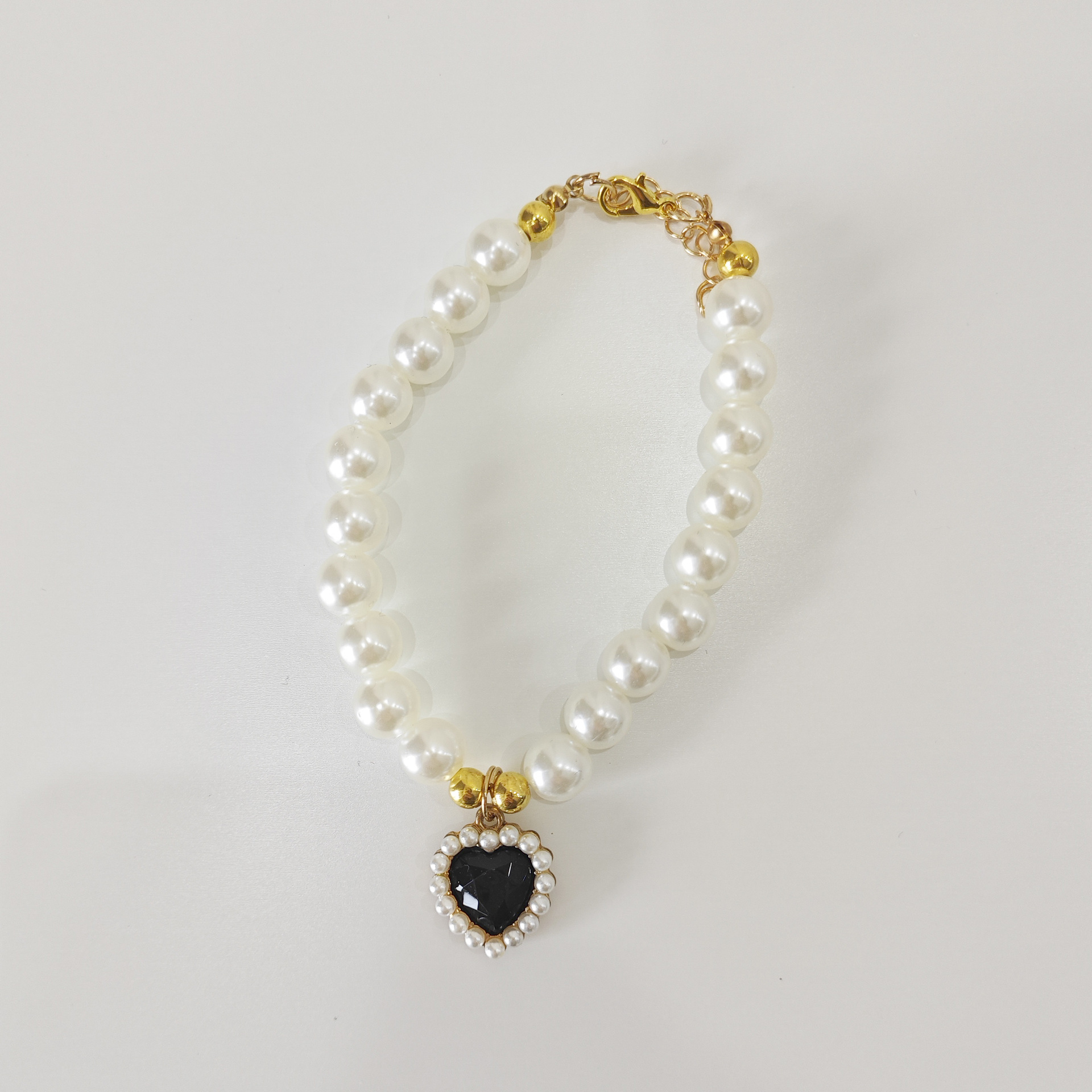 Pet necklace, cat pearl collar, dog neck collar, neck chain, retro heart-shaped pendant, cute cat and dog neck accessories pic 8