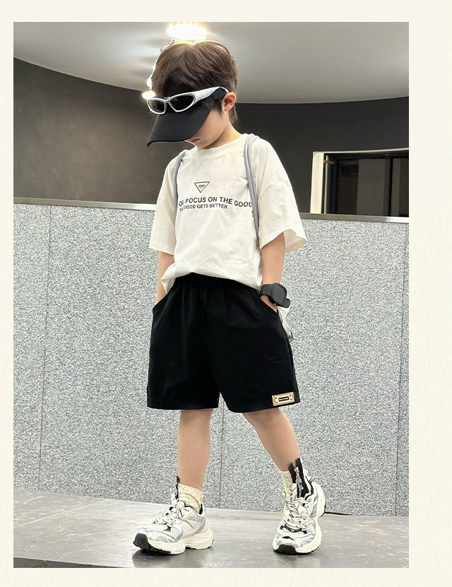 2024夏季简约薄款儿童短裤男童女童童装一件代发批发外贸纯棉短裤详情14