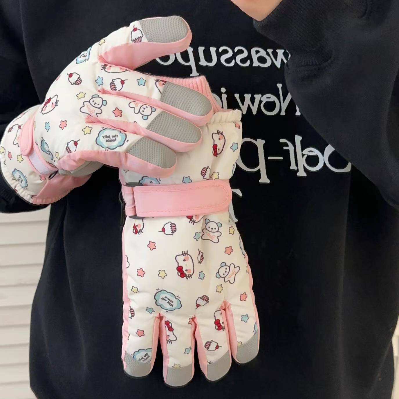 新款滑雪手套冬季女加绒加厚防风防寒学生户外骑行可触屏保暖手套详情2
