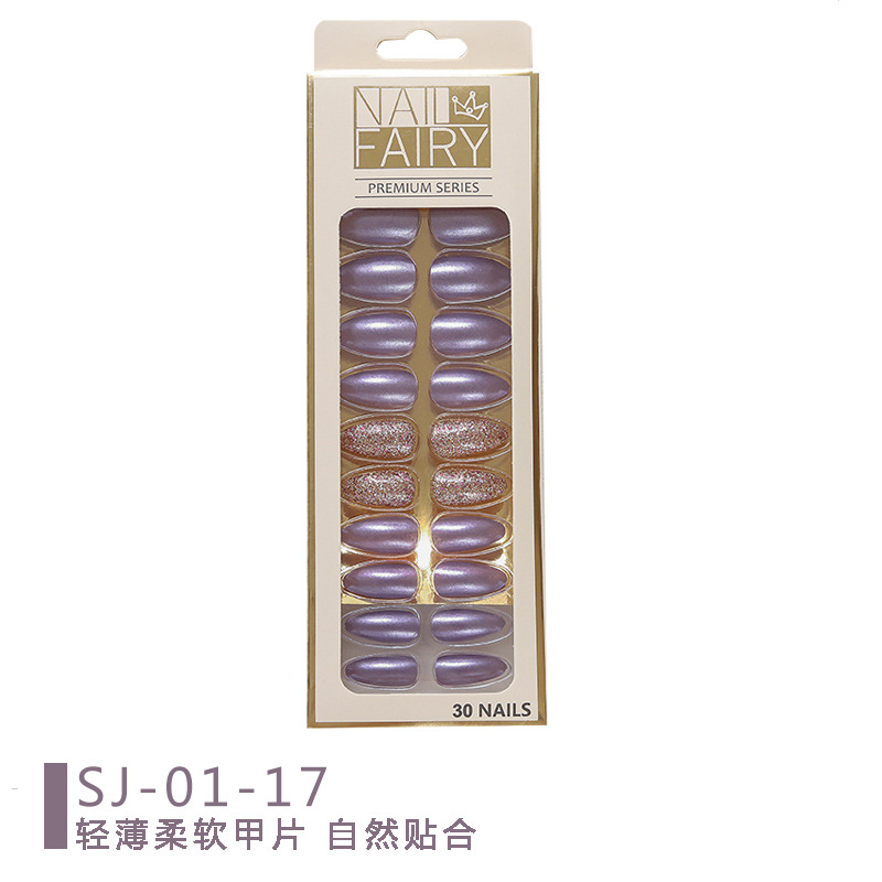 Cross-border new product: Metallic color reusable nail art pieces, 24-piece box set, fake nail finished nail art patches pic 11