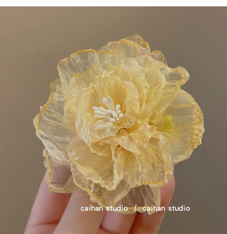 网纱发夹花朵氛围感女发饰夏2024新款刘海碎发夹超仙纯欲风边夹子详情6