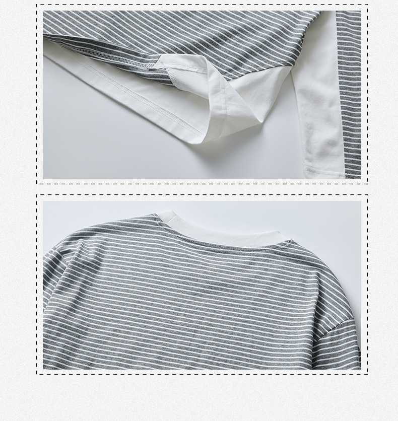 APO男装|撞色条纹长袖T恤男士春秋季潮牌宽松圆领内搭上衣打底衫详情28