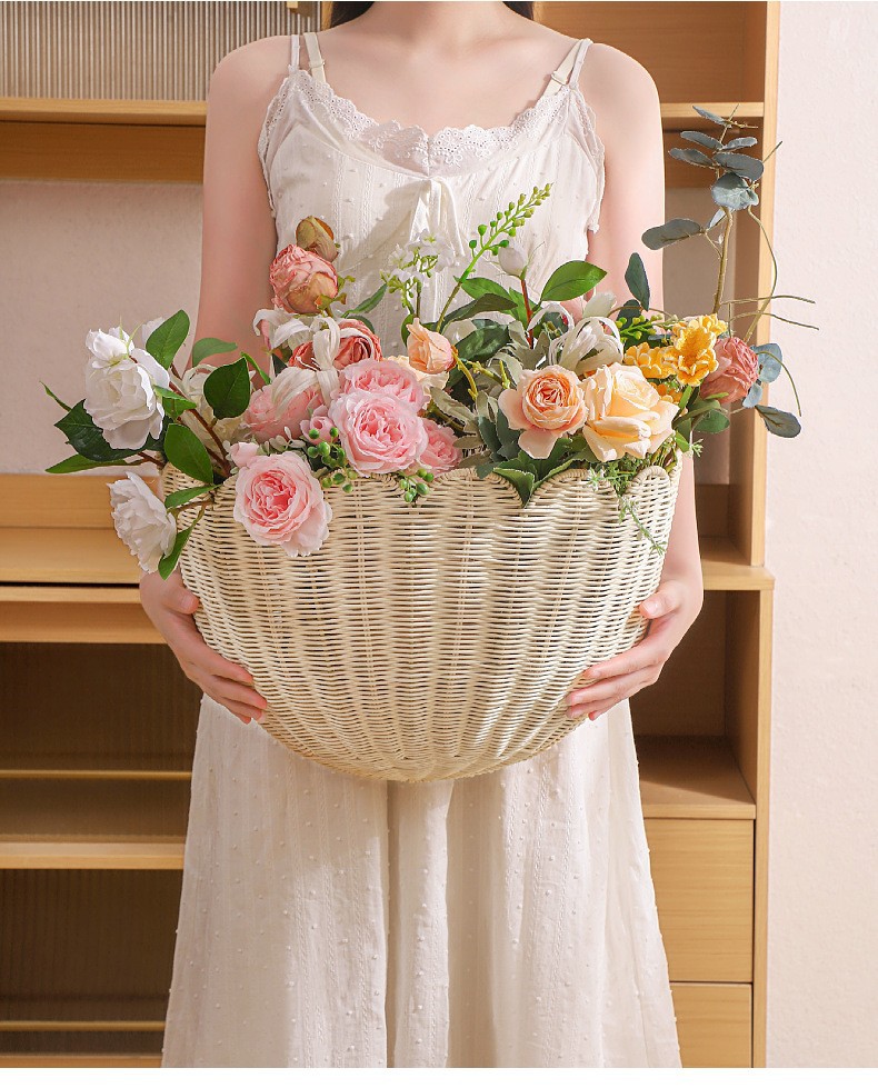 田园风藤编壁挂钥匙储物篮家居民宿装饰玩具杂物收纳篮手工编织篮详情18