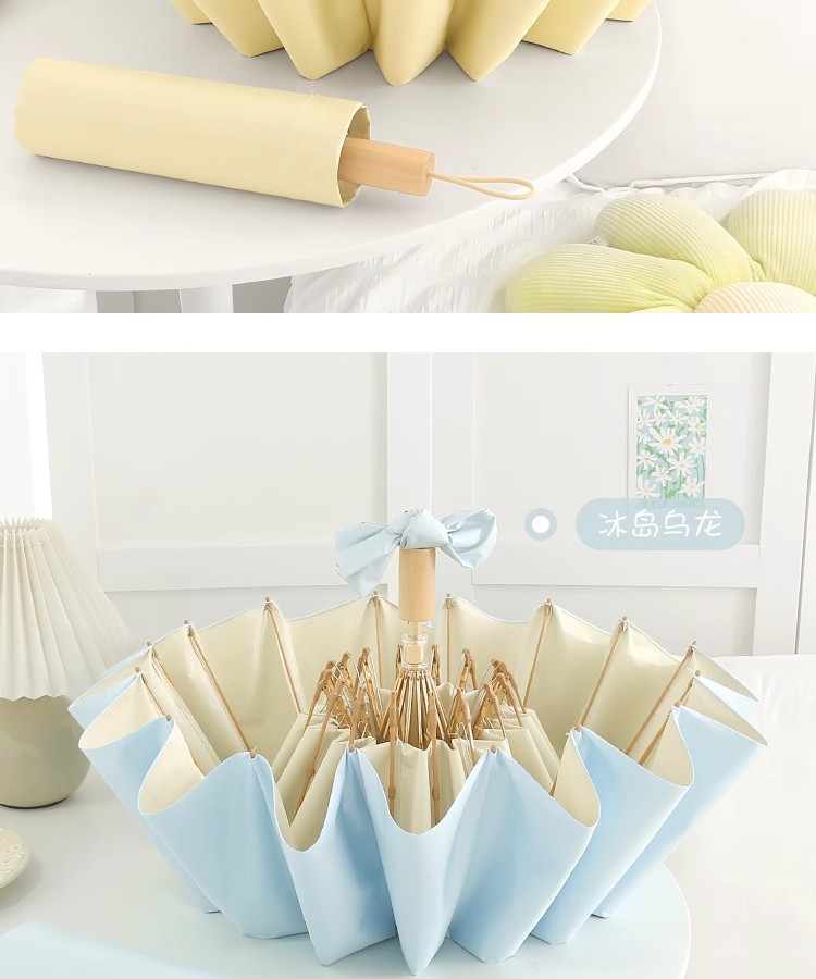 16-bone retro color rubber sun umbrella, all-purpose umbrella for female ins students, wind-resistant, sun-proof and UV-protective sunshade pic 49