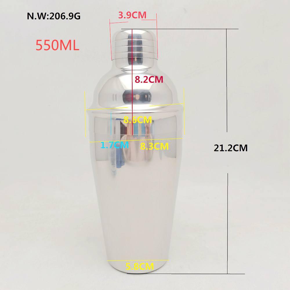 厂家直供跨境专业不锈钢调酒器 三段式手摇设计 250ml 350ml 550ml 750ml多尺寸选择 酒吧必备调酒神器 高品质手摇调酒器 酒吧家用多功能调酒工具详情6