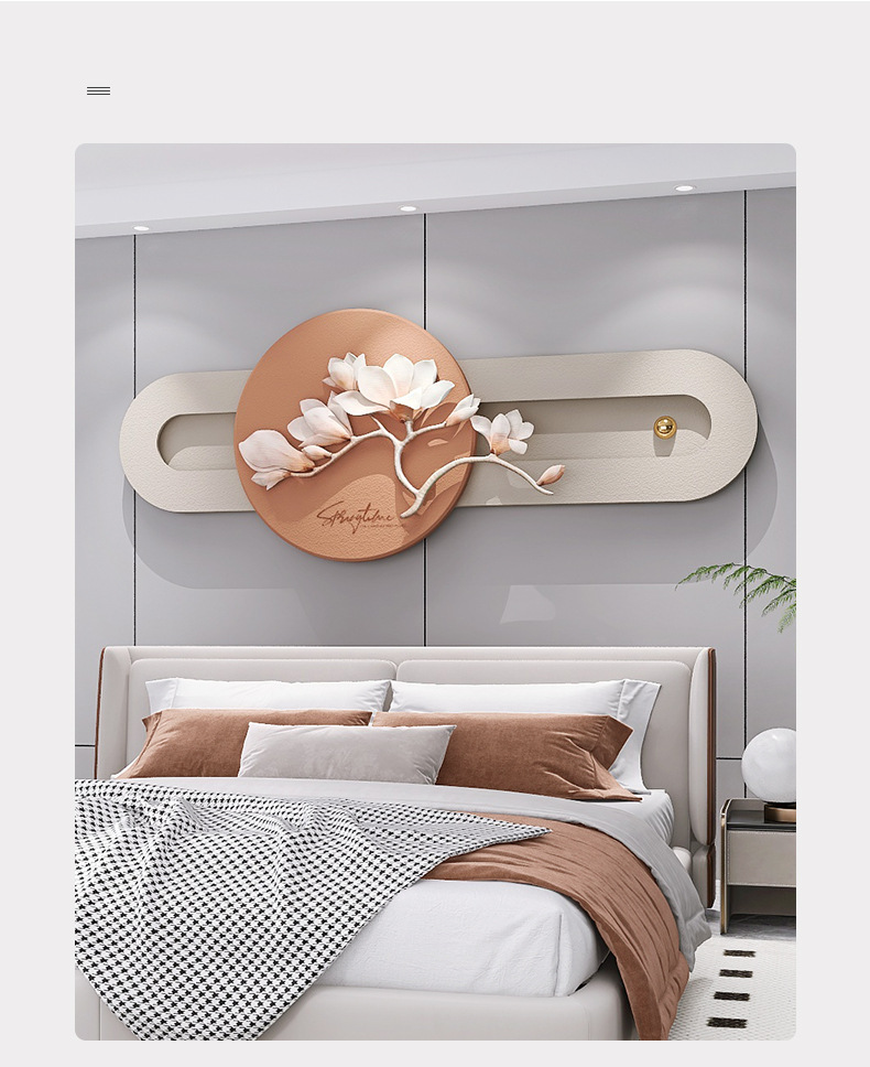 Light luxury and simple sofa, living room background wall decorative painting, Nordic living room bedroom art hanging painting, relief headboard light mural pic 2
