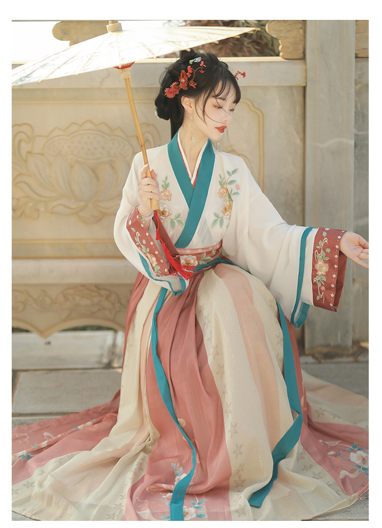 国潮-刺绣成人汉服女晋制飘逸齐腰襦裙中国风日常春秋款详情13