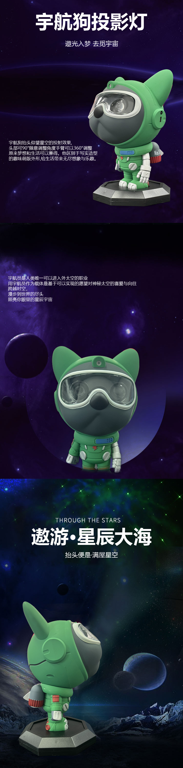 星空狗星空投影灯USB氛围灯满天星摆件卧室灯玩具礼品七彩小夜灯详情6