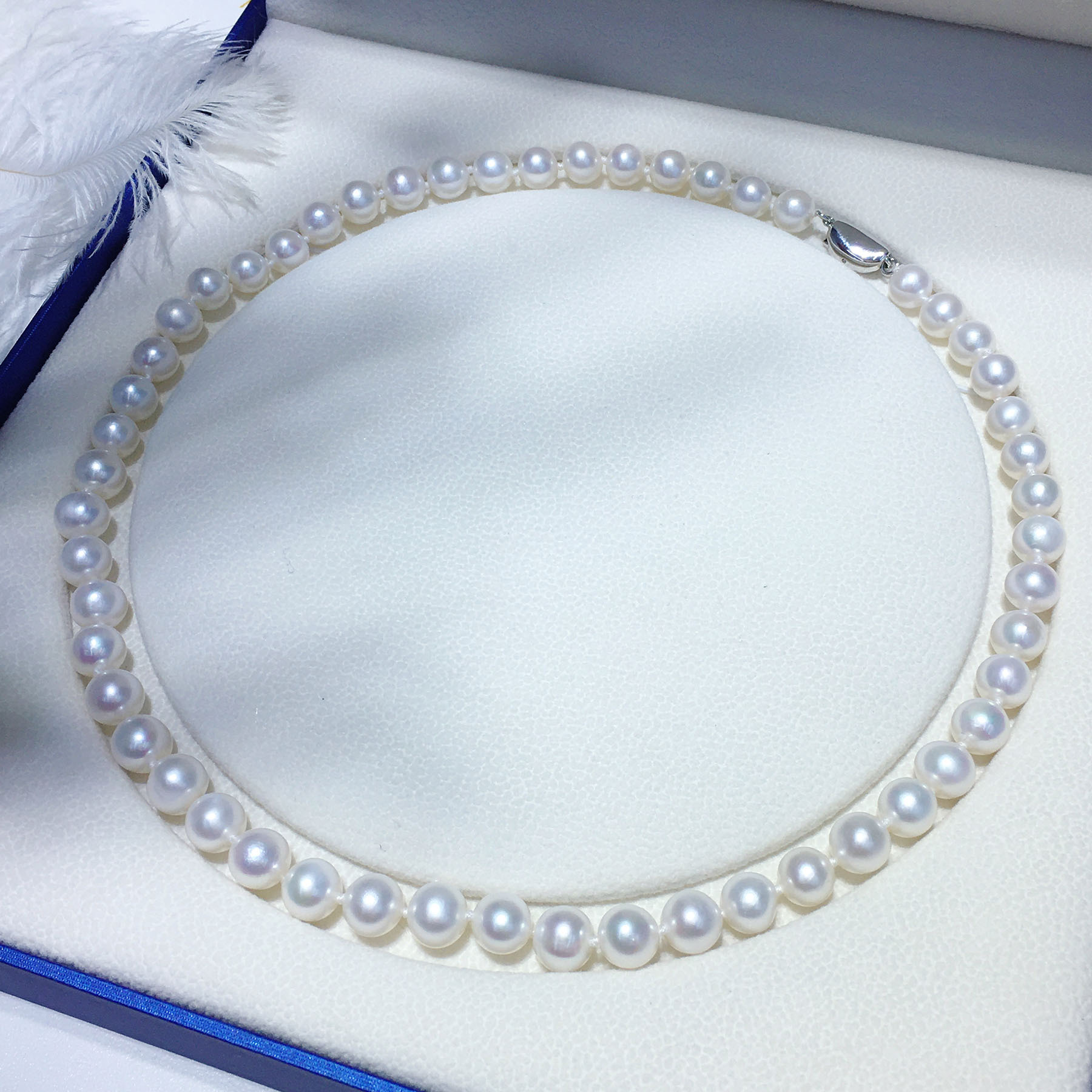 Retro plain chain collarbone chain tian Ran freshwater 7, 8, 9 round slightly flawed bright light pearl necklace finished product wholesale pic 13