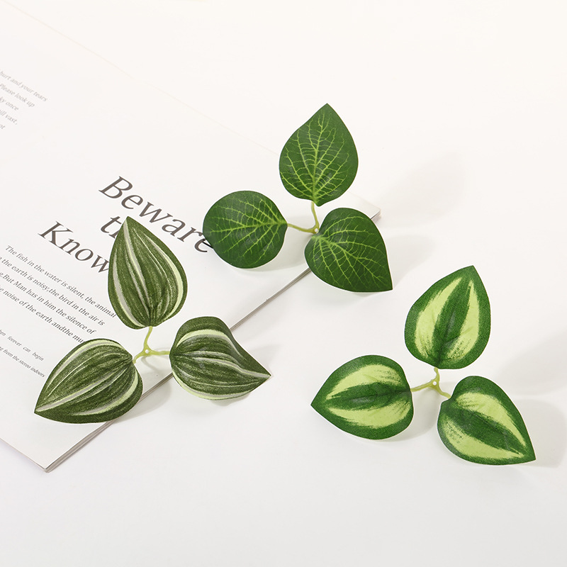 厂家直销森系仿真绿植园艺装饰diy手工饰品配件假叶绿叶批发摆件详情1